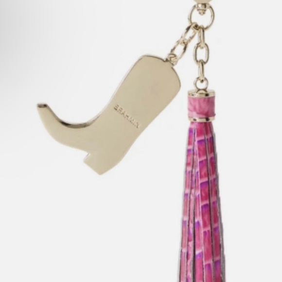 NWT Brahmin Pink and Gold Boot Keychain with Tassel - Picture 2 of 2